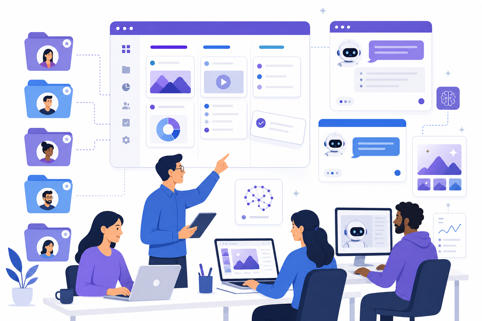Agency team managing multiple client AI projects