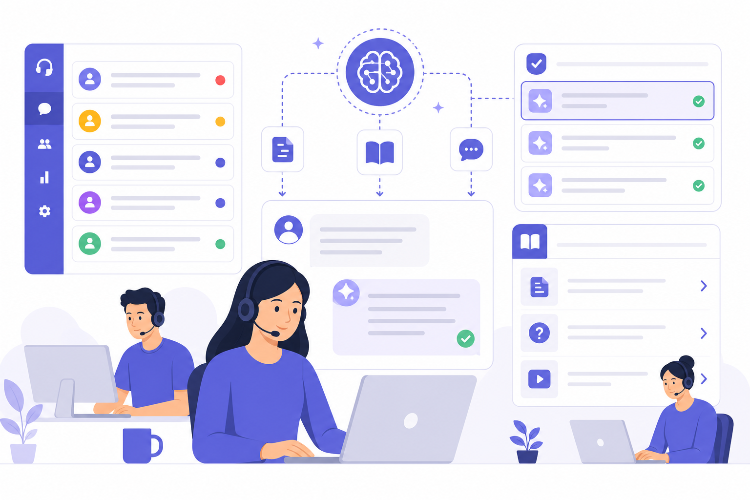 Customer support team using shared AI knowledge base